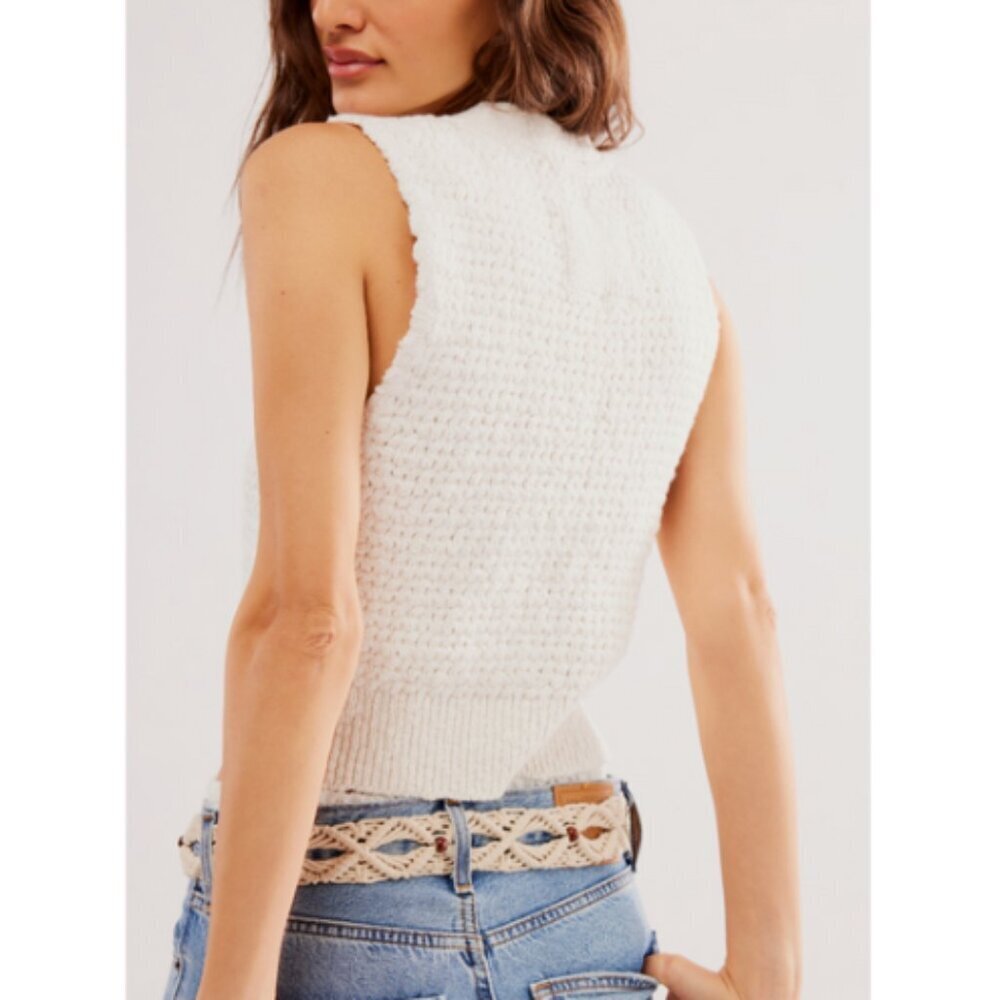 Free People White Sleeveless Cardigan – Size L – NWT - Picture 2 of 8